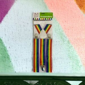 Adult Rainbow Suspenders Clip-on Adult Clown Comic-Con Costume Unisex NEW